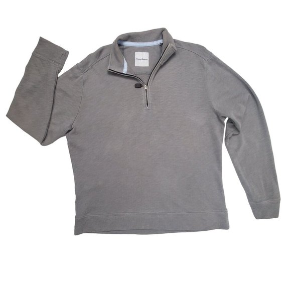 Tommy Bahama Other - Tommy Bahama 3/4 Zip Pull Over Tan Brown Gray Sweater Men's Size M 100% Cotton